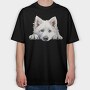 Eskimo Dog Peeking, Tricou Oversize Barbati (Unisex)
