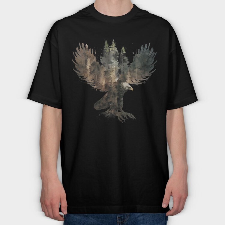 Eagle Forest Silhouette, Tricou Oversize Barbati (Unisex)