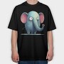 Elephant Giggle Face, Tricou Oversize Barbati (Unisex)