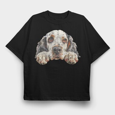 English Setter Lover Peep, Tricou Oversize Barbati (Unisex)