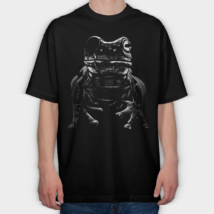 Eyepatch Frog Portrait, Tricou Oversize Barbati (Unisex)