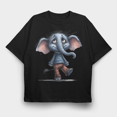 Elephant In Sweater, Tricou Oversize Barbati (Unisex)