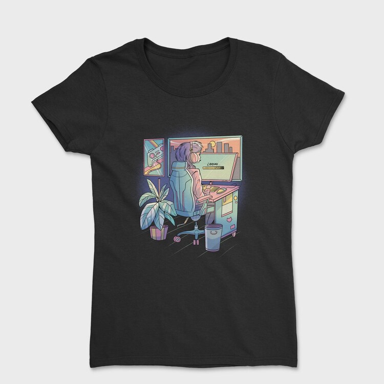Anime Gamer Girl Vaporwave, Tricou Femei
