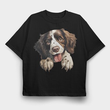 English Spaniel Peeking, Tricou Oversize Barbati (Unisex)