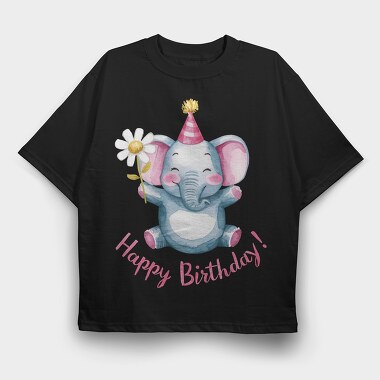 Elephant Party Hat, Tricou Oversize Barbati (Unisex)