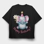Elephant Party Hat, Tricou Oversize Barbati (Unisex)