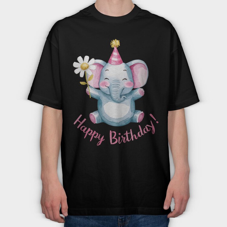 Elephant Party Hat, Tricou Oversize Barbati (Unisex)
