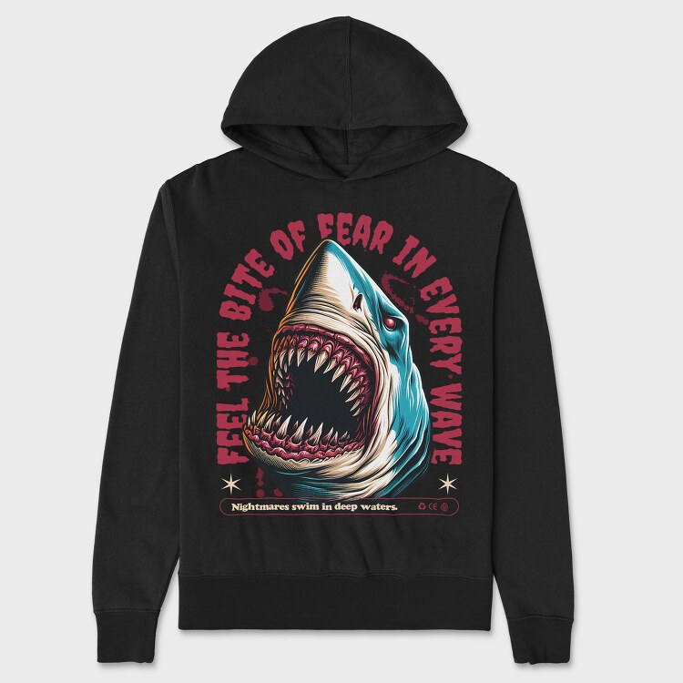 Feel the Bite of Fear in Every Wave, Hanorac Oversize Barbati (Unisex)