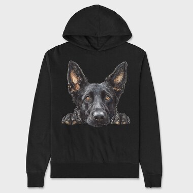 Dutch Shepherd Peeking Face, Hanorac Oversize Barbati (Unisex)
