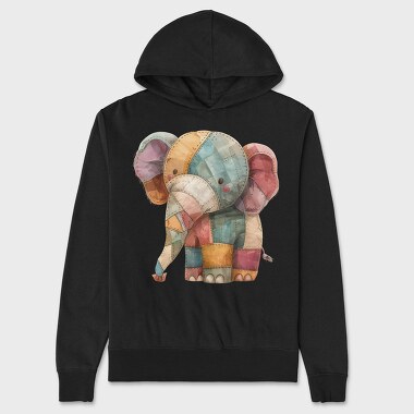 Elephant Patchwork Art, Hanorac Oversize Barbati (Unisex)