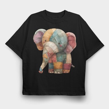 Elephant Patchwork Art, Tricou Oversize Barbati (Unisex)