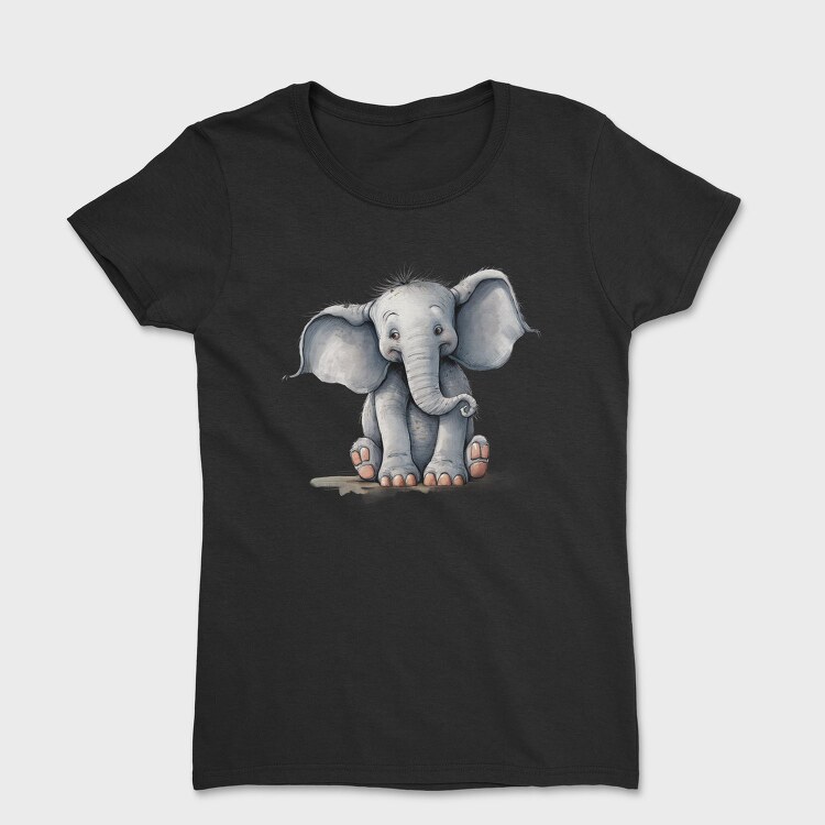 Elephant Sitting Cute, Tricou Femei