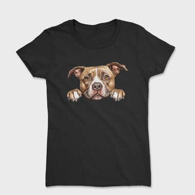 English Staffordshire Bull Terrier Peeking Face, Tricou Femei