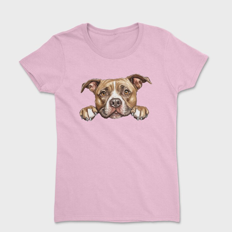 English Staffordshire Bull Terrier Peeking Face, Tricou Femei