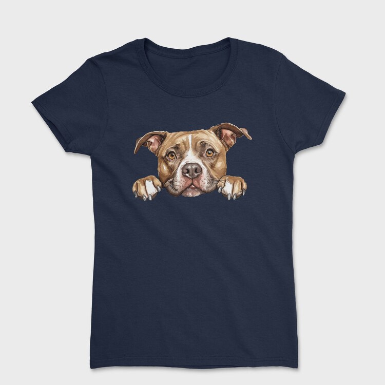 English Staffordshire Bull Terrier Peeking Face, Tricou Femei