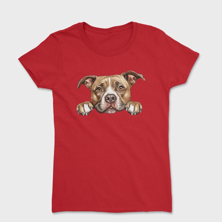 English Staffordshire Bull Terrier Peeking Face, Tricou Femei