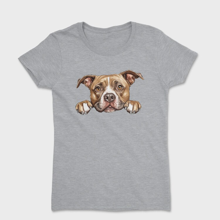 English Staffordshire Bull Terrier Peeking Face, Tricou Femei