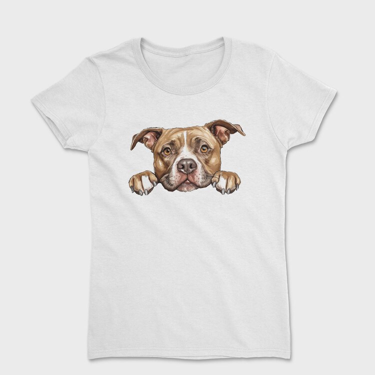 English Staffordshire Bull Terrier Peeking Face, Tricou Femei