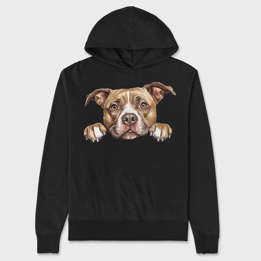 English Staffordshire Bull Terrier Peeking Face, Hanorac Oversize Barbati (Unisex)