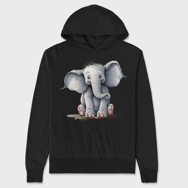 Elephant Sitting Cute, Hanorac Oversize Barbati (Unisex)
