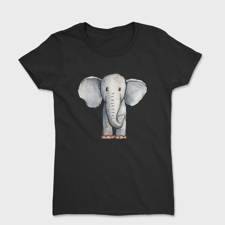 Elephant Cartoon Minimalist, Tricou Femei
