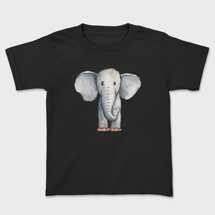 Elephant Cartoon Minimalist, Tricou Copii