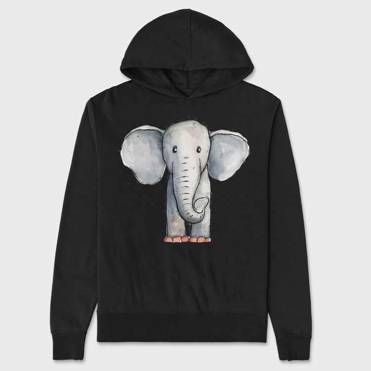 Elephant Cartoon Minimalist, Hanorac Oversize Barbati (Unisex)