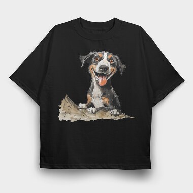 Entlebucher Mountain Dog Smile, Tricou Oversize Barbati (Unisex)