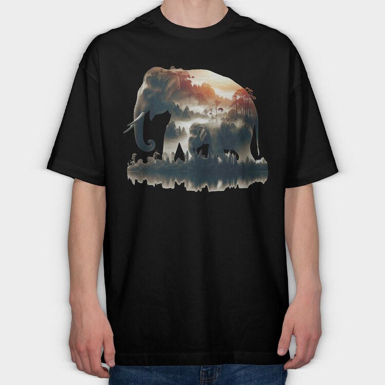 Elephant Forest Clipart, Tricou Oversize Barbati (Unisex)
