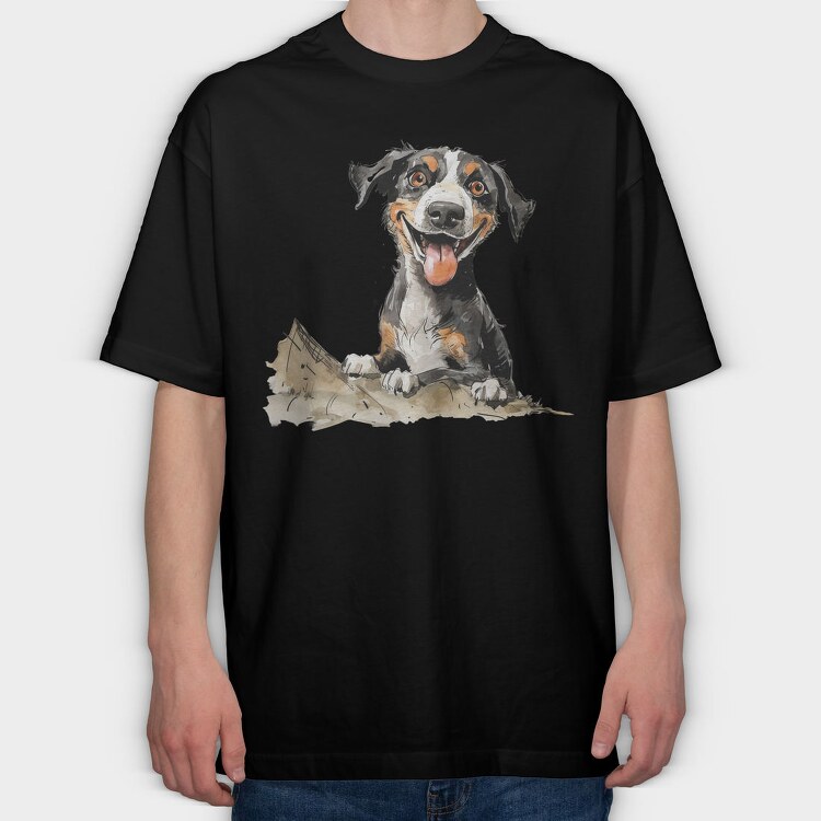 Entlebucher Mountain Dog Smile, Tricou Oversize Barbati (Unisex)