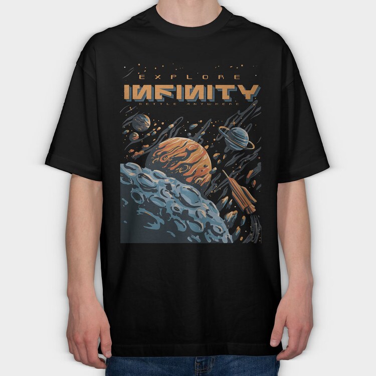 Explore Infinity Settle Anywhere, Tricou Oversize Barbati (Unisex)