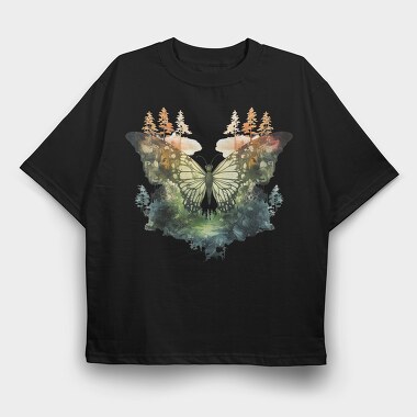 Forest Butterfly Sublimation, Tricou Oversize Barbati (Unisex)