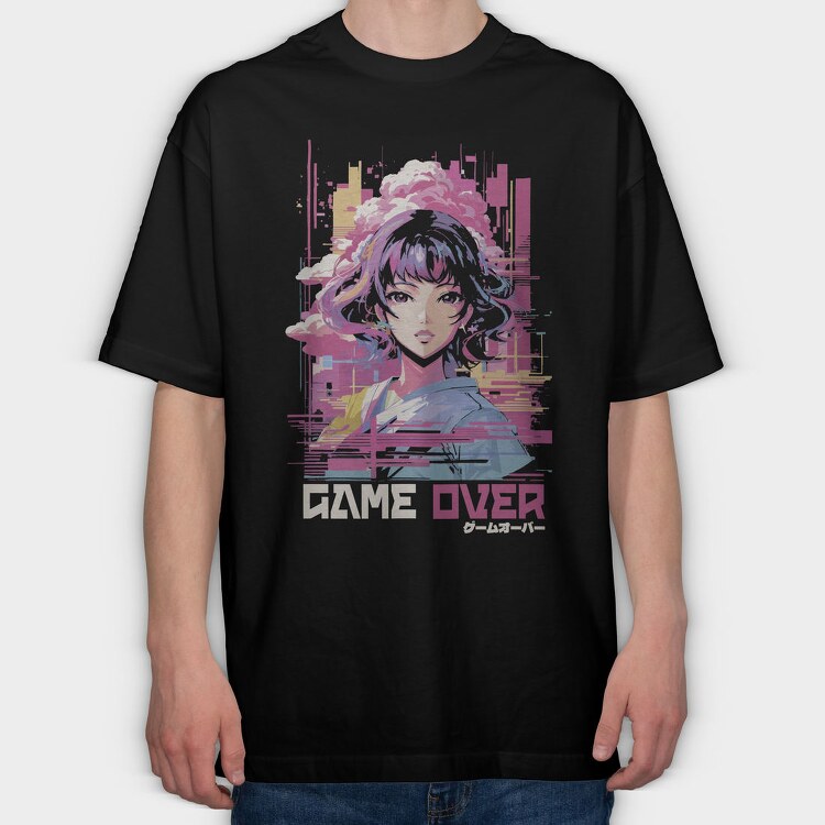 Anime Glitch Vaporwave, Tricou Oversize Barbati (Unisex)