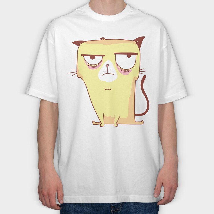 Annoyed Yellow Cat Grumpy, Tricou Oversize Barbati (Unisex)