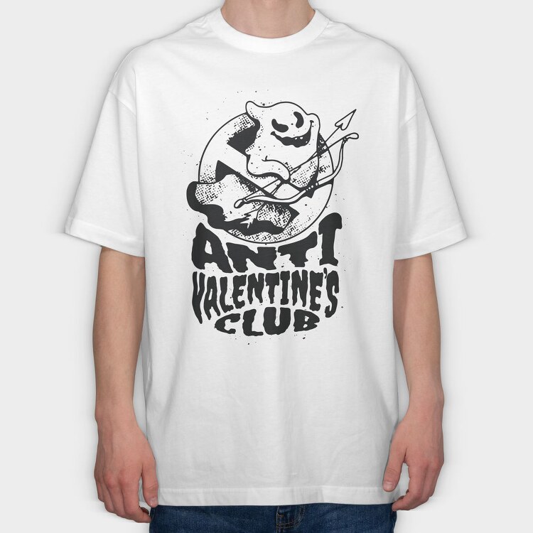 Anti Valentine S Day Ghost Club, Tricou Oversize Barbati (Unisex)