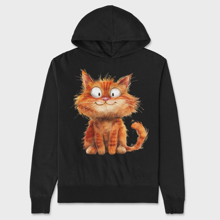 Fluffy Cheerful Cat, Hanorac Oversize Barbati (Unisex)
