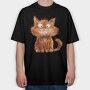 Fluffy Cheerful Cat, Tricou Oversize Barbati (Unisex)