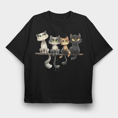 Feline Symbols Group, Tricou Oversize Barbati (Unisex)