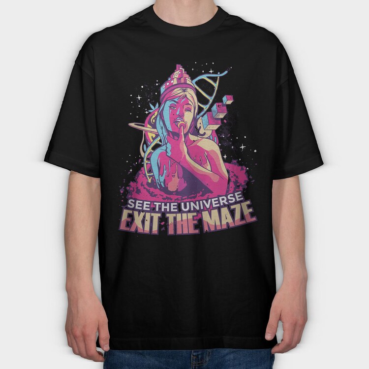 Exit the Maze Girl, Tricou Oversize Barbati (Unisex)