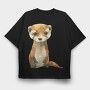 Ferret Sitting Animal, Tricou Oversize Barbati (Unisex)