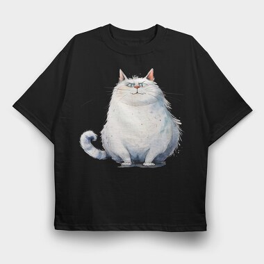 Fat Cat Sitting, Tricou Oversize Barbati (Unisex)