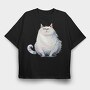 Fat Cat Sitting, Tricou Oversize Barbati (Unisex)
