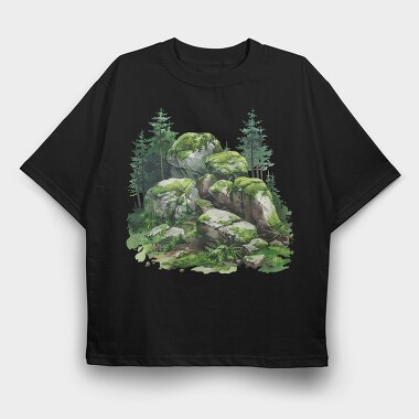 Forest Moss Boulder, Tricou Oversize Barbati (Unisex)