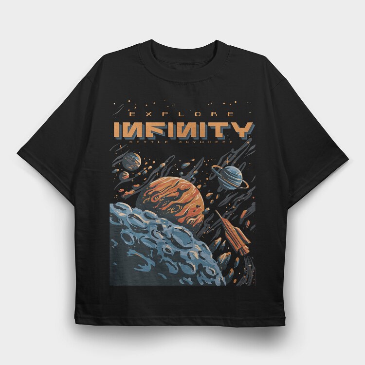 Explore Infinity Settle Anywhere, Tricou Oversize Barbati (Unisex)