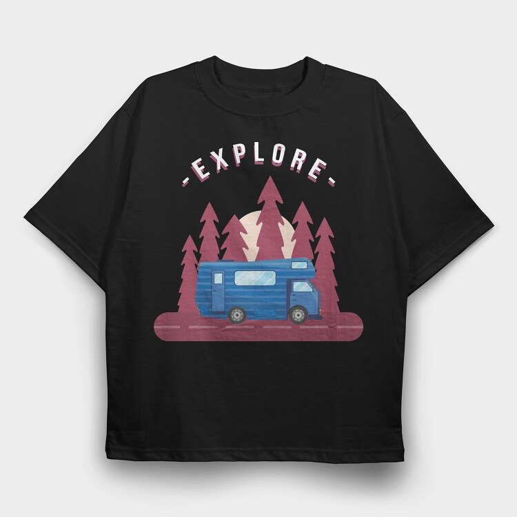Explore Camper, Tricou Oversize Barbati (Unisex)