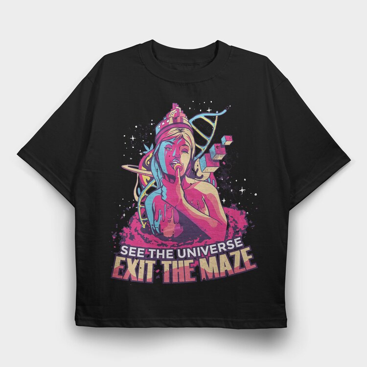 Exit the Maze Girl, Tricou Oversize Barbati (Unisex)