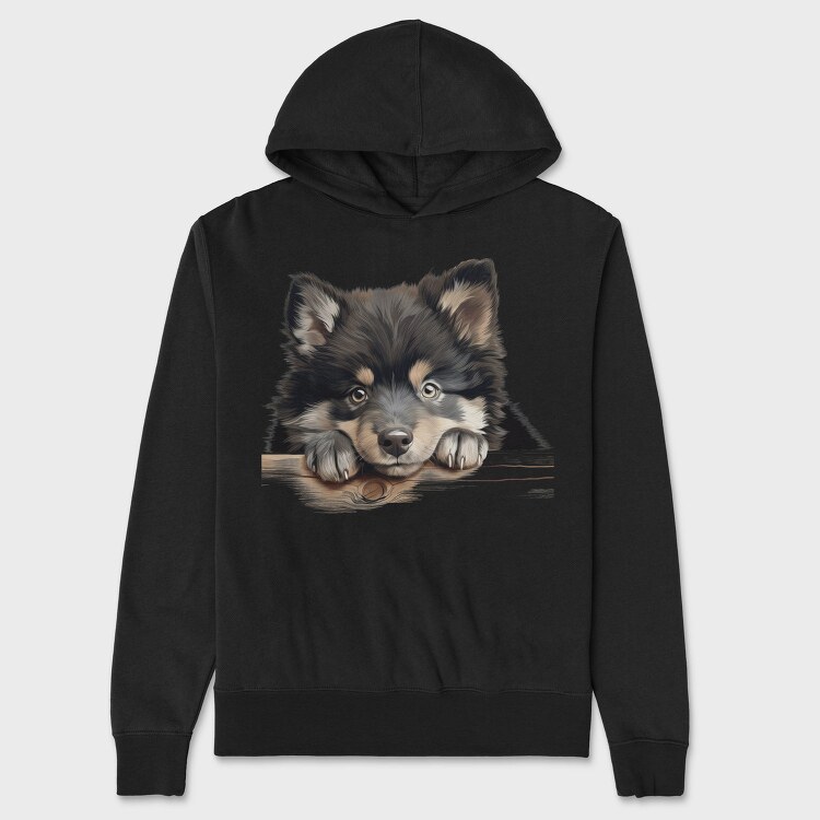 Finnish Lapphund Peeking, Hanorac Oversize Barbati (Unisex)