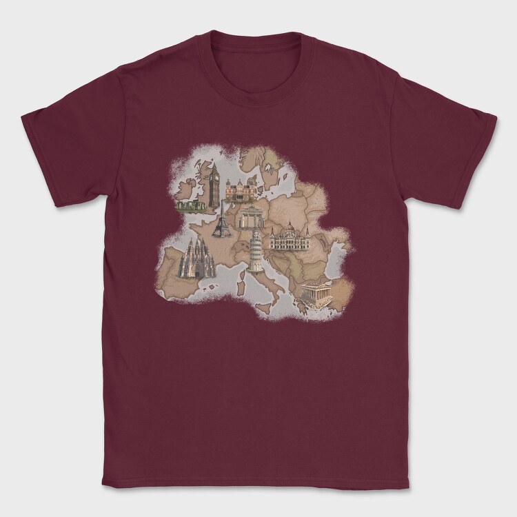 Europe Map, Tricou Barbati (Unisex)