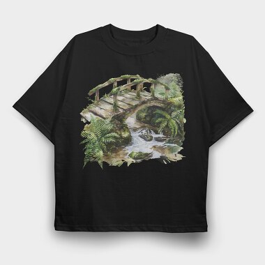 Forest Moss Bridge, Tricou Oversize Barbati (Unisex)