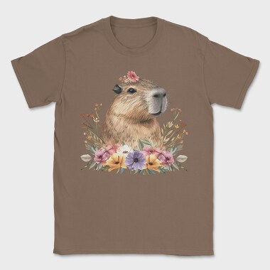 Flower Carrying Capybara, Tricou Barbati (Unisex)